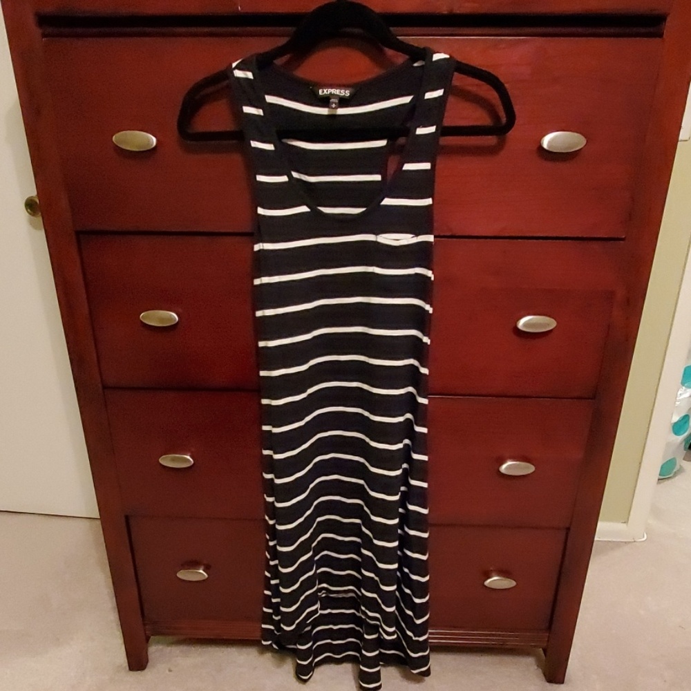Black and White Striped Racerback Express Dress